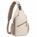 Mochila Bandolera Beige Ergonomica con Bolsillos de Malla