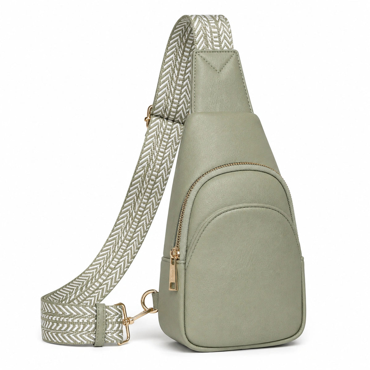 Bolso Cruzado Verde con Correa Ajustable y Patrón en Zigzag