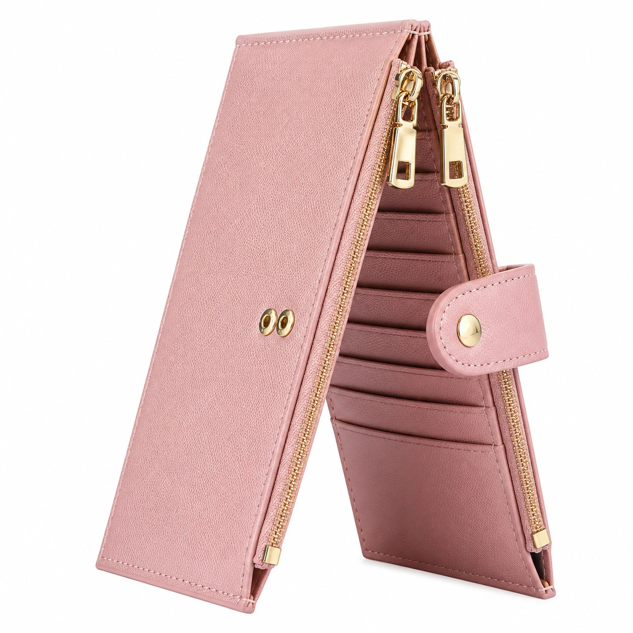 Cartera Rosa para Mujer con Cremallera y Botón
