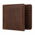 Cartera de hombre bifoldo marrón con múltiples compartimentos