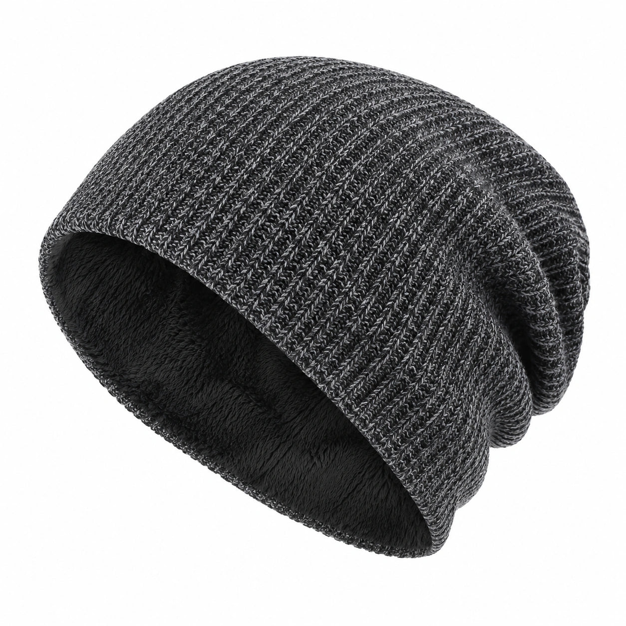 Gorro de Invierno Unisex de Punto Grueso con Forro Suave Gris Oscuro