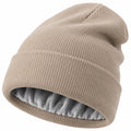 Gorro de punto forrado unisex para invierno beige