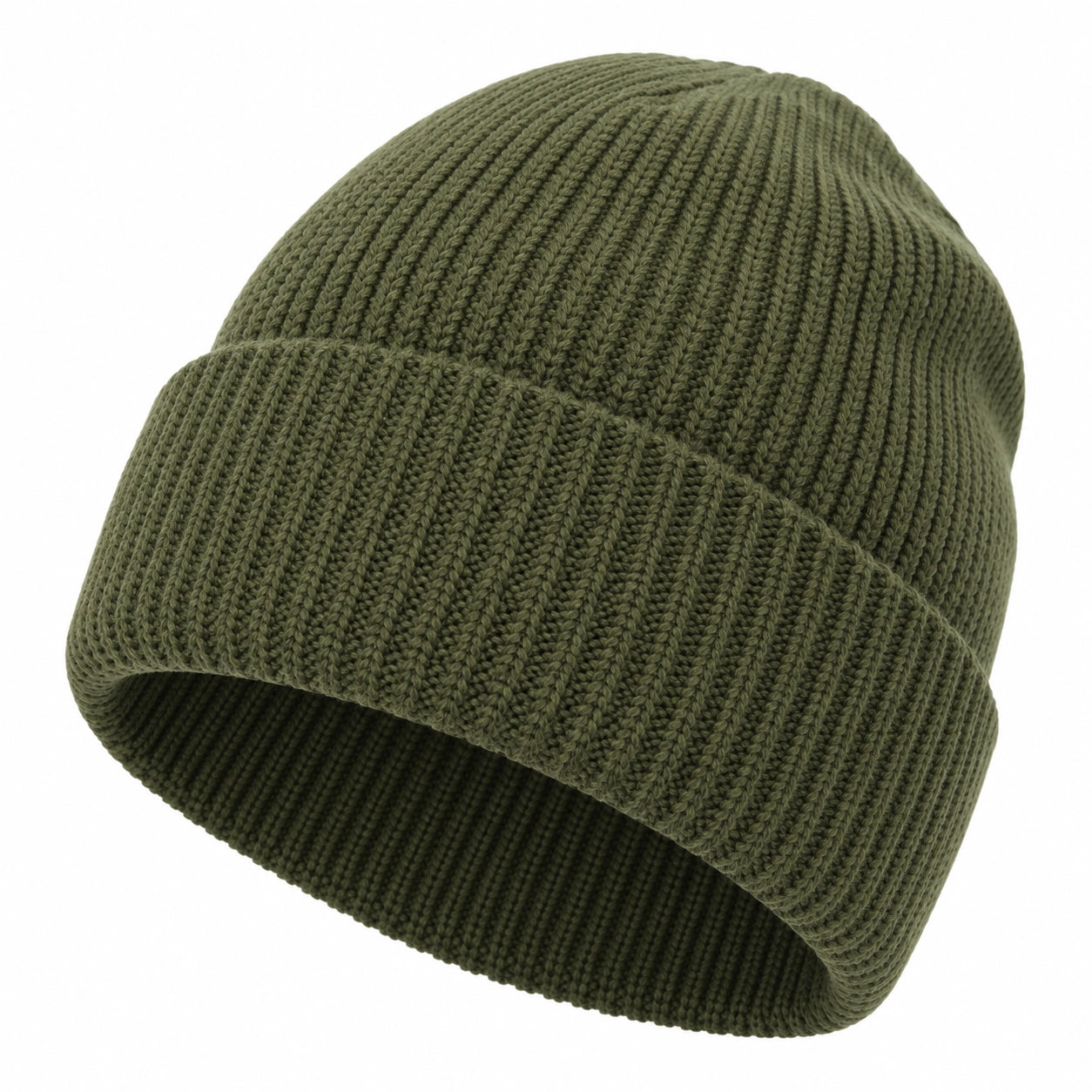 Gorro de punto grueso unisex verde oliva