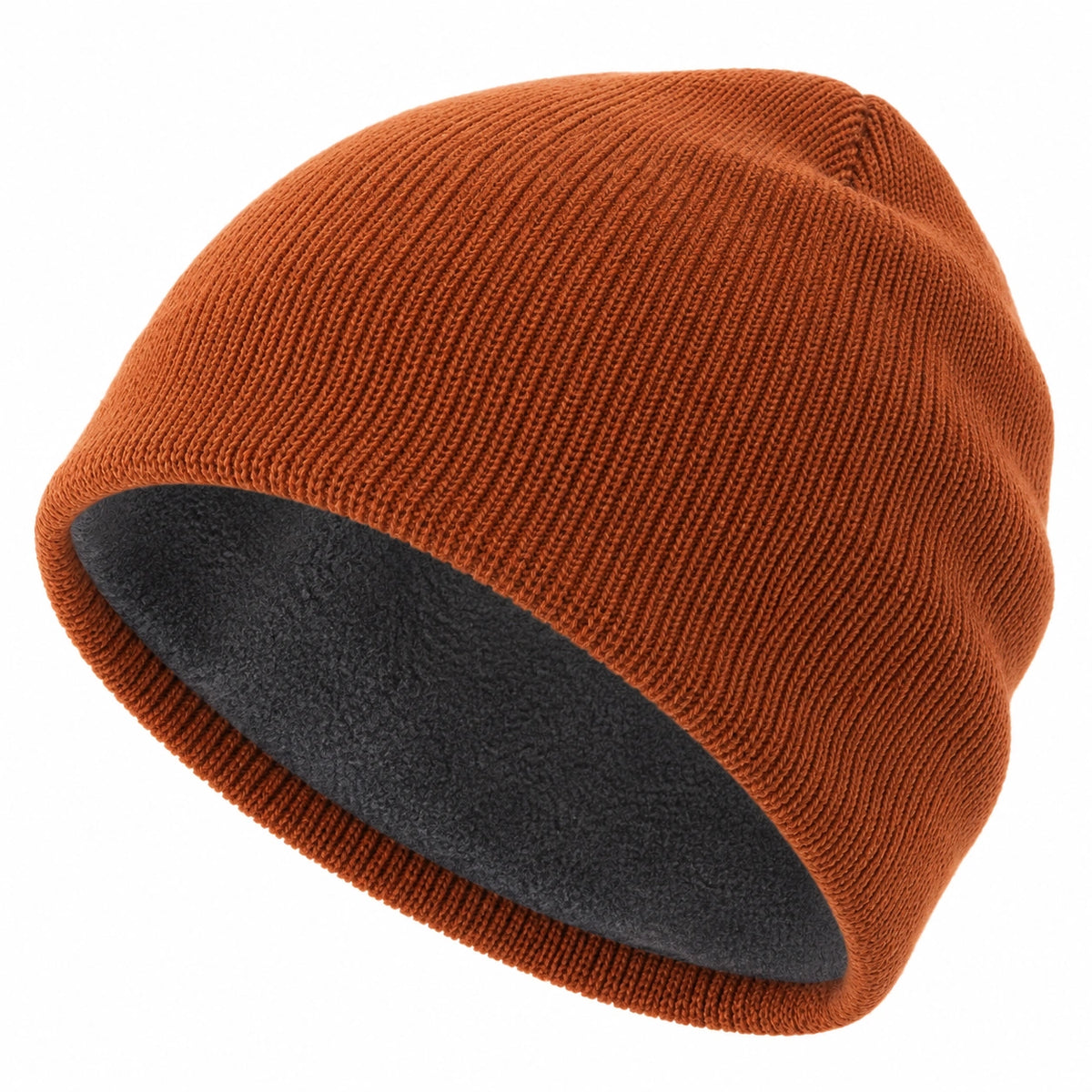 Gorro de Punto Naranja con Forro Polar Térmico