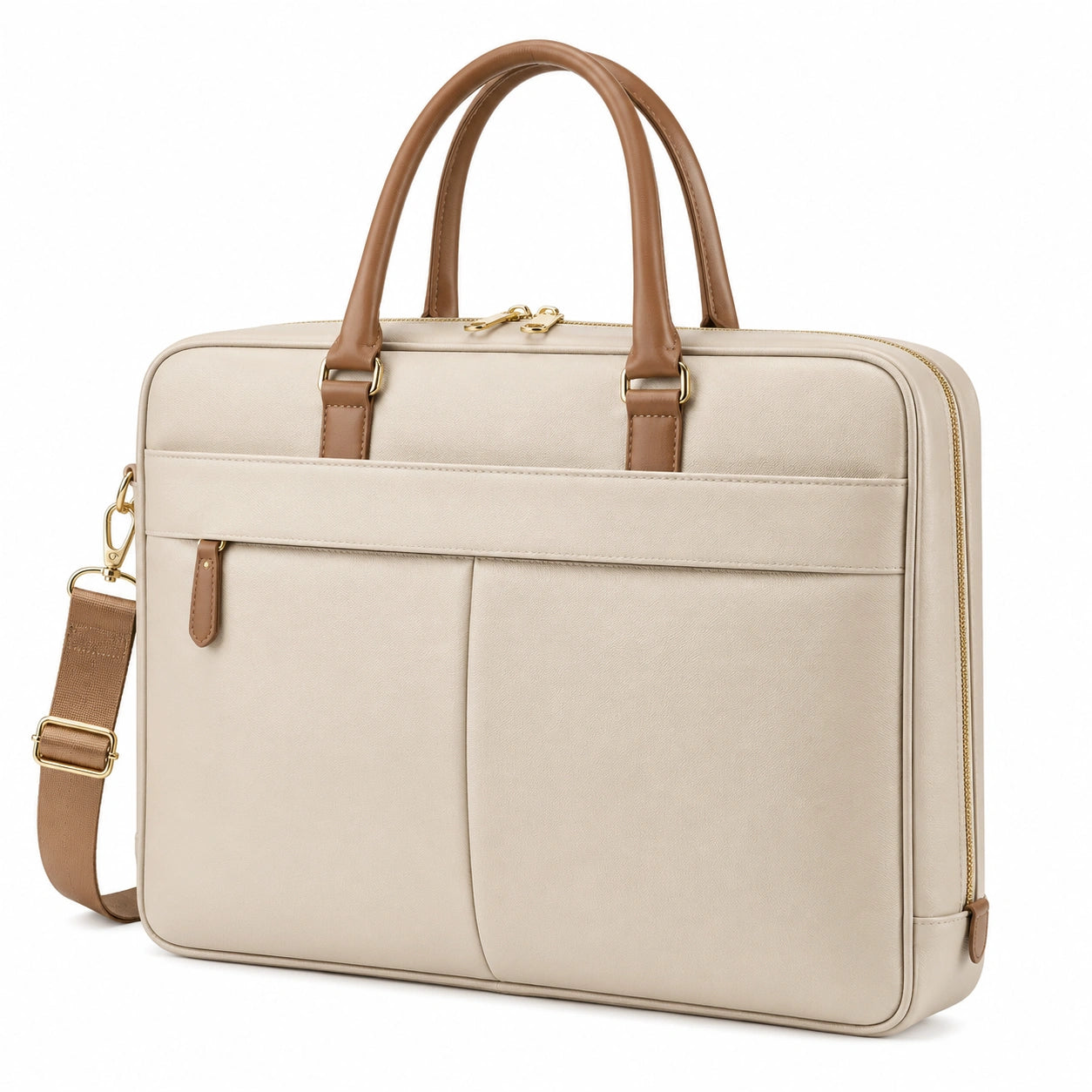 Maletín para Portátil Beige con Correa Ajustable