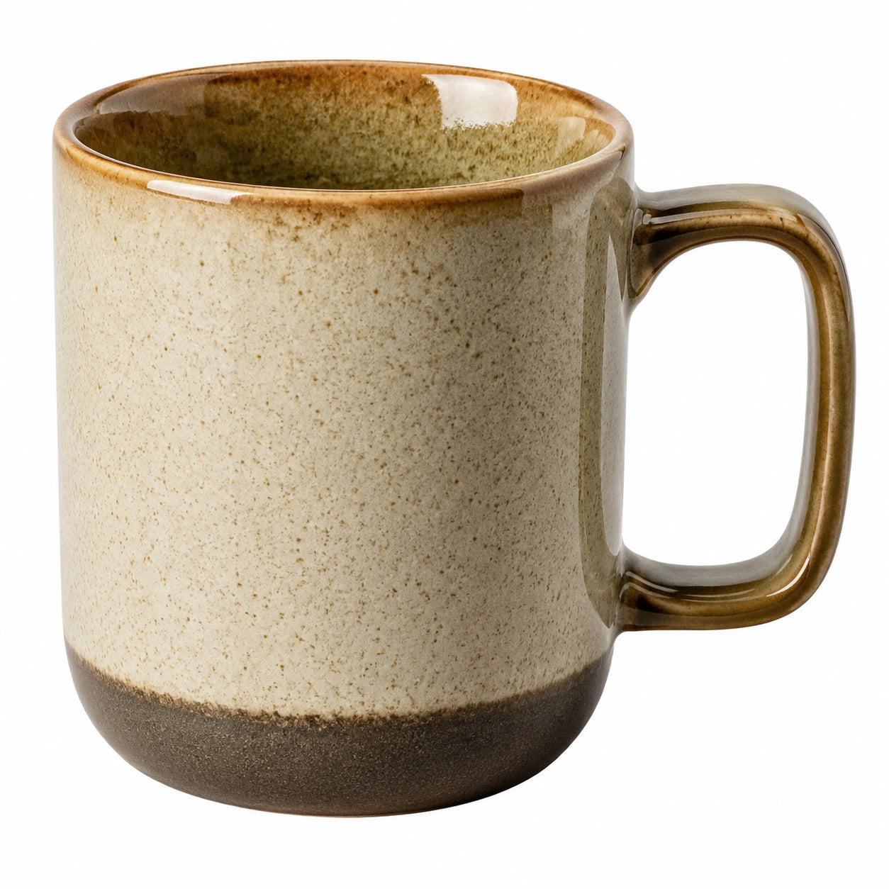 Taza de cerámica esmaltada beige y marrón 350ml