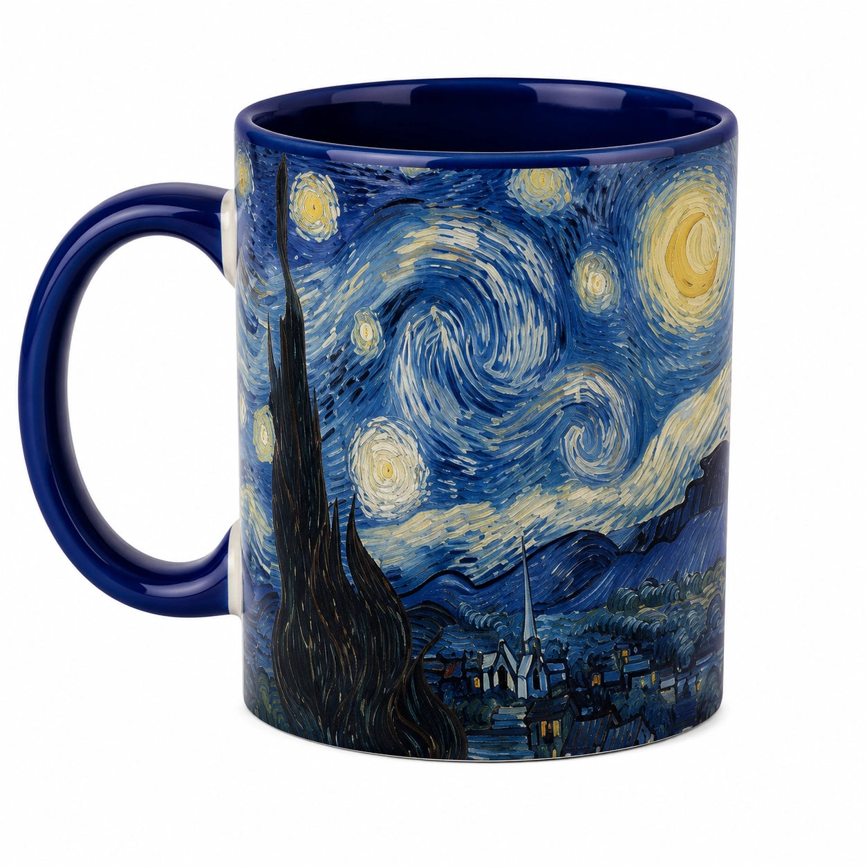 Taza de Cerámica Estilo Noche Estrellada, Azul