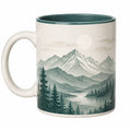 Taza de Cerámica Paisaje Montañoso 350ml Verde y Blanco