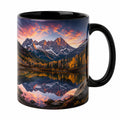 Taza de Cerámica con Paisaje Montañoso, 350ml, Negro/Multicolor