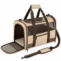 Transportín para Mascotas Pequeñas Beige y Marrón con Ventilación