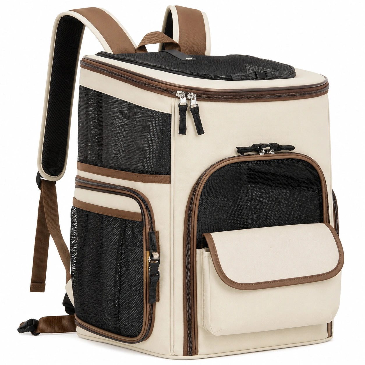 Mochila Transportadora para Mascotas Beige y Marrón
