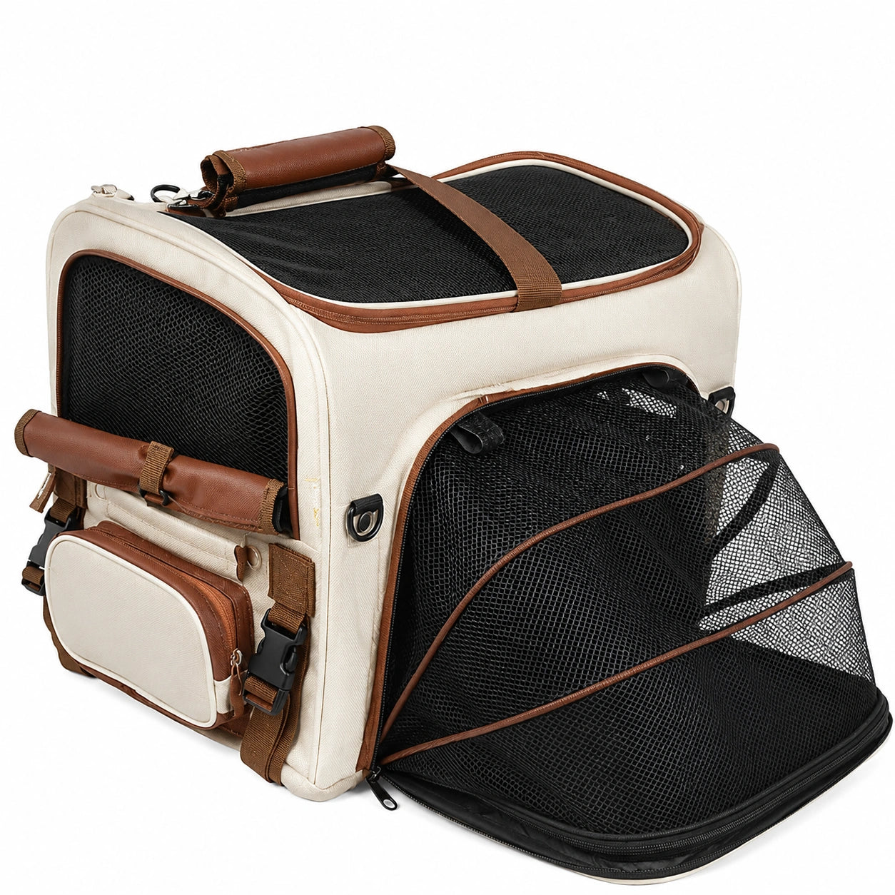 Mochila Plegable para Mascotas Beige y Marrón